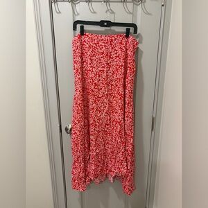 Madewell Red and White Floral Maxi Skirt